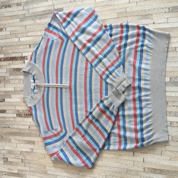Peter Millar Other - Peter Millar Soft Cotton/Silk/Cashmere 1/4 Zip Striped Sweater